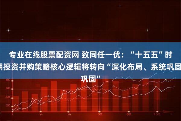 专业在线股票配资网 致同任一优：“十五五”时期投资并购策略核心逻辑将转向“深化布局、系统巩固”